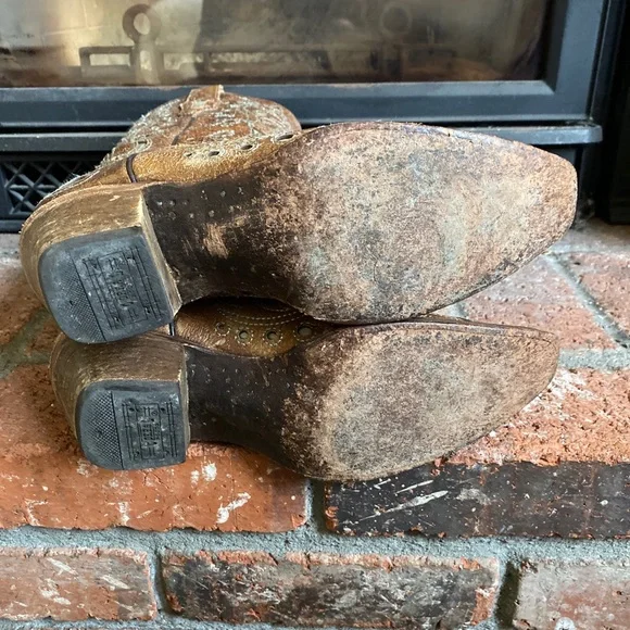 CORRAL Cowboy Boots Brown Leather Tan Inlay Detailing SZ 8 Western Cowgirl - Picture 6 of 8